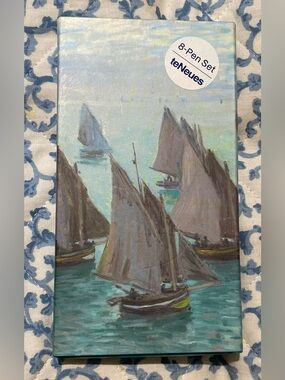 Monet Fishing Boats Pen Set 8 Ballpoint Pens Gift Box teNeues Stationery